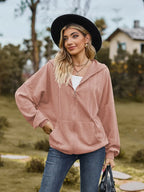 Zip Up Drawstring Long Sleeve Hooded Jacket – Casual Lightweight Layer