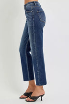Risen High Rise Slim Barrel Tapered Leg Jeans