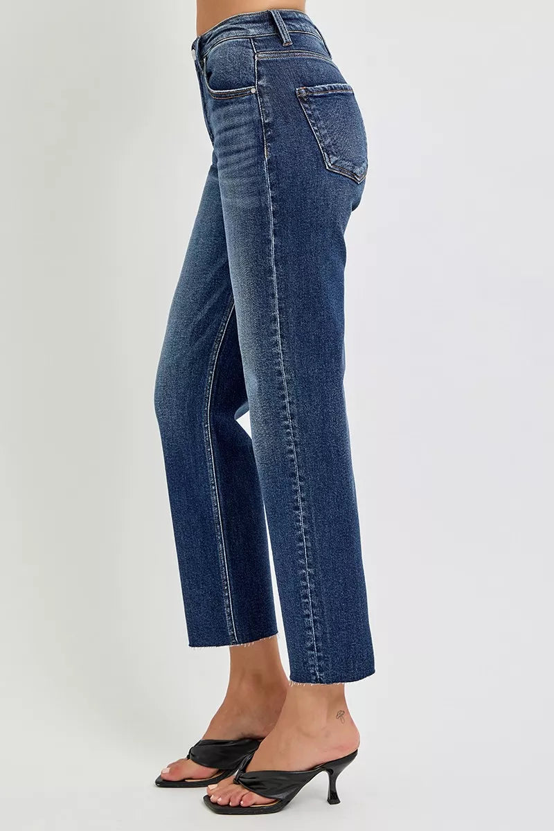 Risen High Rise Slim Barrel Tapered Leg Jeans