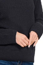 Black Turtleneck Sweater – Textured Knit & Relaxed Fit