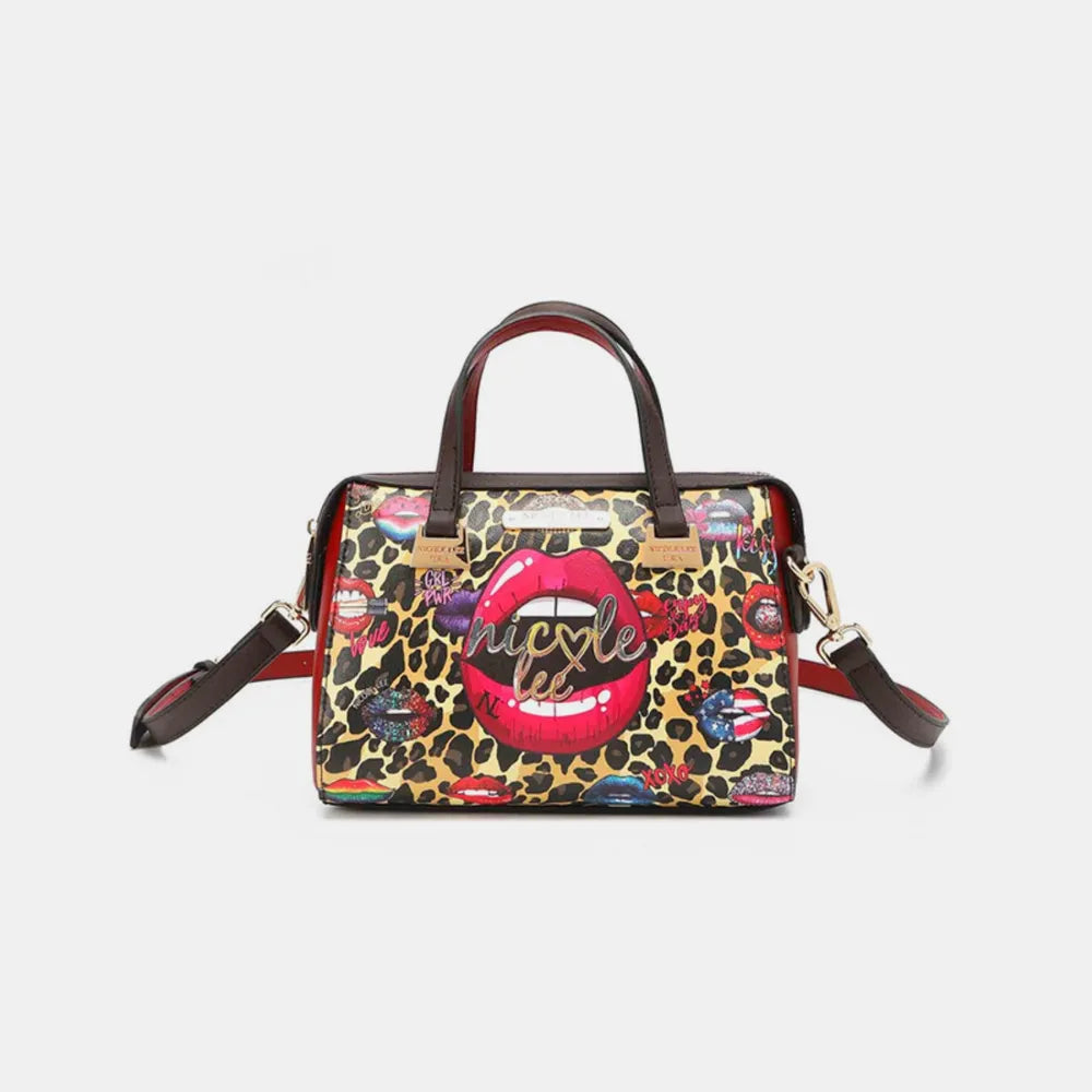Nicole Lee Wild Lips 3‑Piece Bag Set – Stylish Shopper, Crossbody & Clutch