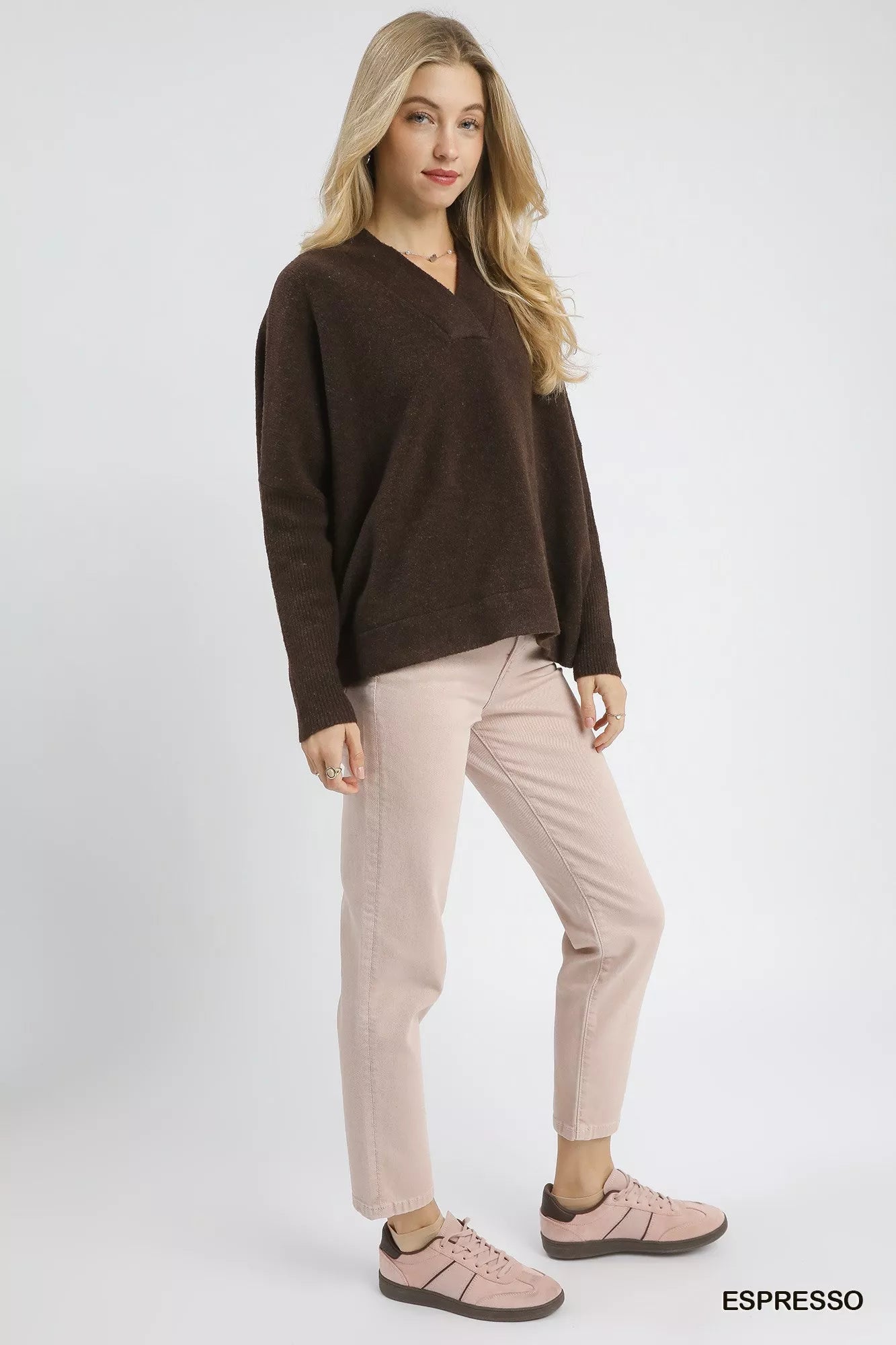 Cozy Knit V-Neck Sweater Top