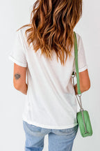 Sequin Hat Round Neck Short Sleeve T-Shirt – Festive Holiday Style