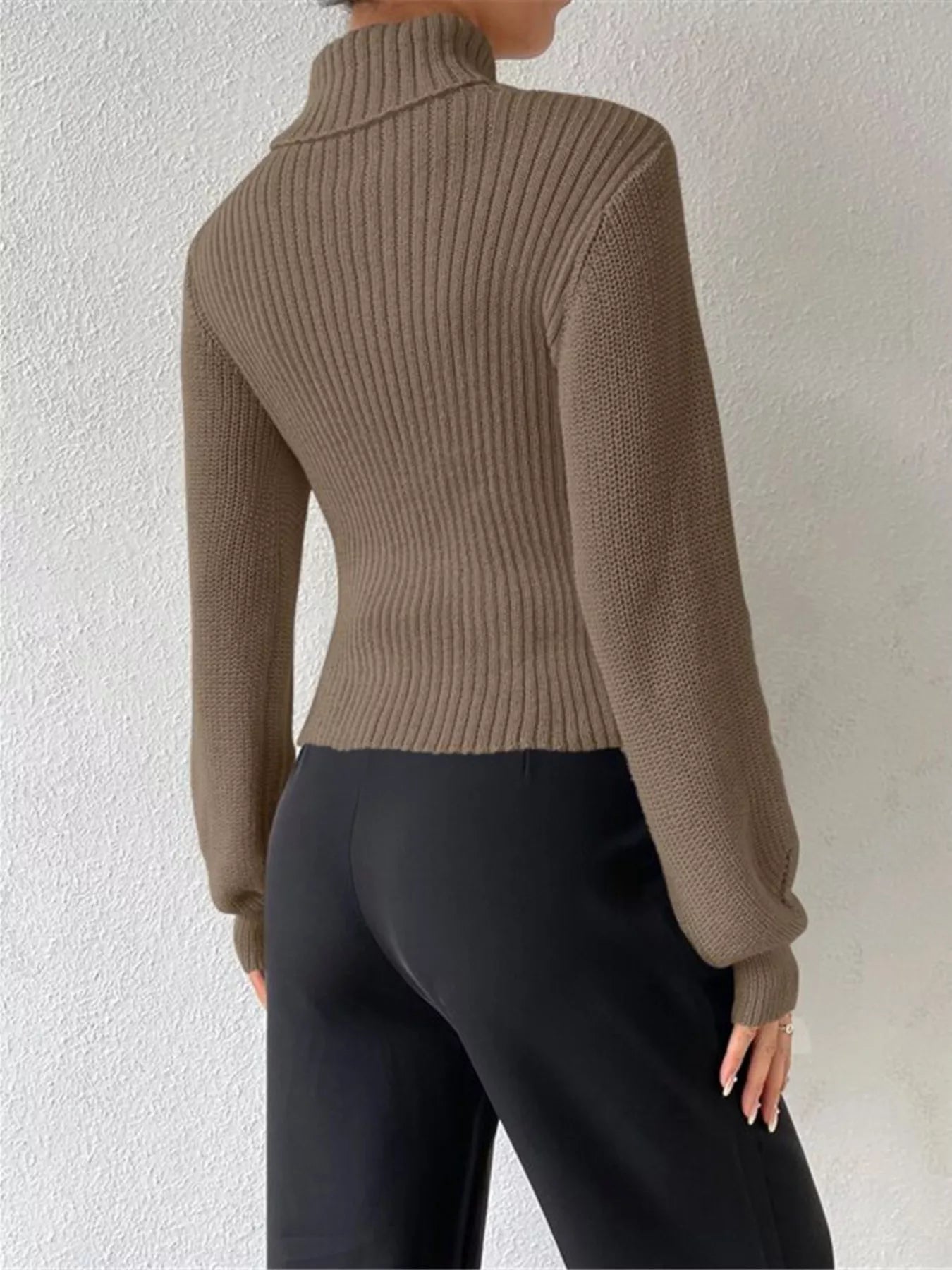 Cutout Front Turtleneck Long Sleeve Sweater – Chic Modern Knit