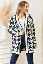 Houndstooth Longline Cardigan – Elegant, Versatile & Effortless Layering