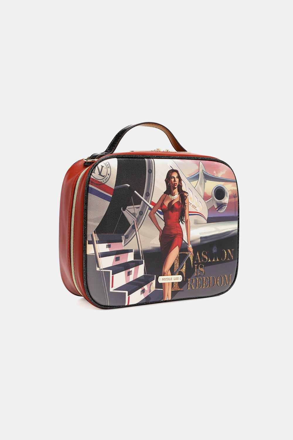 Nicole Lee Printed Handbag – Pebbled & Patent Leather with 3 Pouches