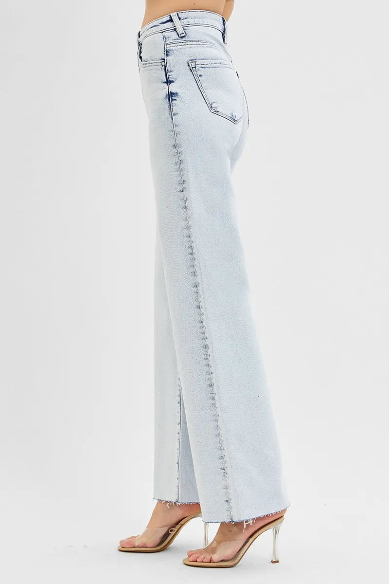Dreamkue-Risen Women's High Rise Wide Leg Jeans Stretch Denim Pants for Casual & Dressy Outfits