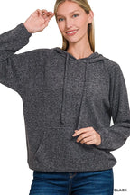 Zenana Brushed Hacci Melange Hoodie Sweater – Cozy, Soft & Stylish Casual Wear