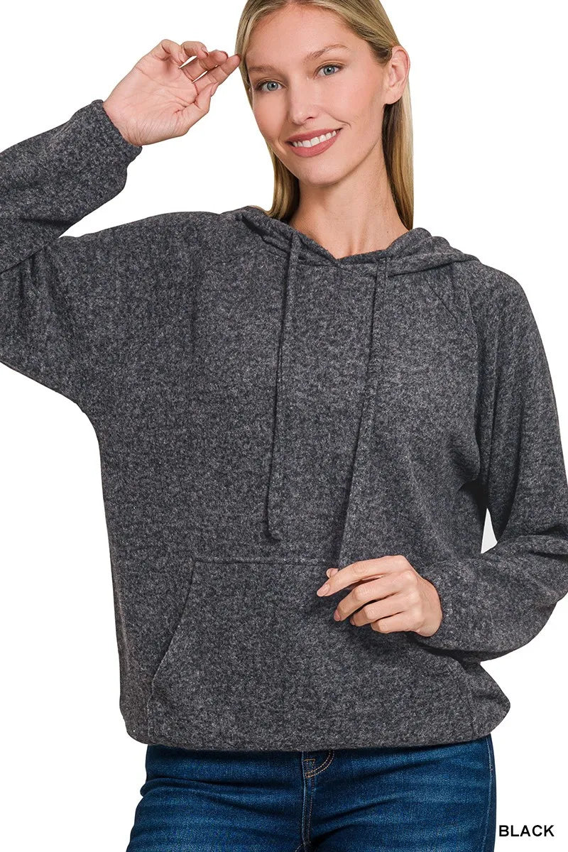 Zenana Brushed Hacci Melange Hoodie Sweater – Cozy, Soft & Stylish Casual Wear
