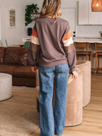 Sequin Bow Pumpkin Round Neck Sweatshirt – Festive Fall Style