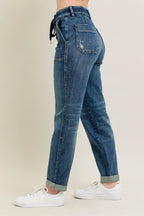 Judy Blue Women's High Waist Vintage Wash Drawstring Jeans