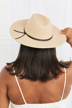 Beige Fedora Hat with Faux Leather Knot – Adjustable & Stylish