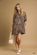 Leopard Print Mini Dress with Contrast Trim – Bold Chic Statement