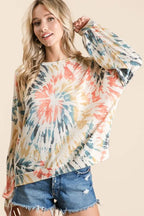 BiBi Tie Dye Print Terry Pullover – Comfy, Casual & Trendy Everyday Wear