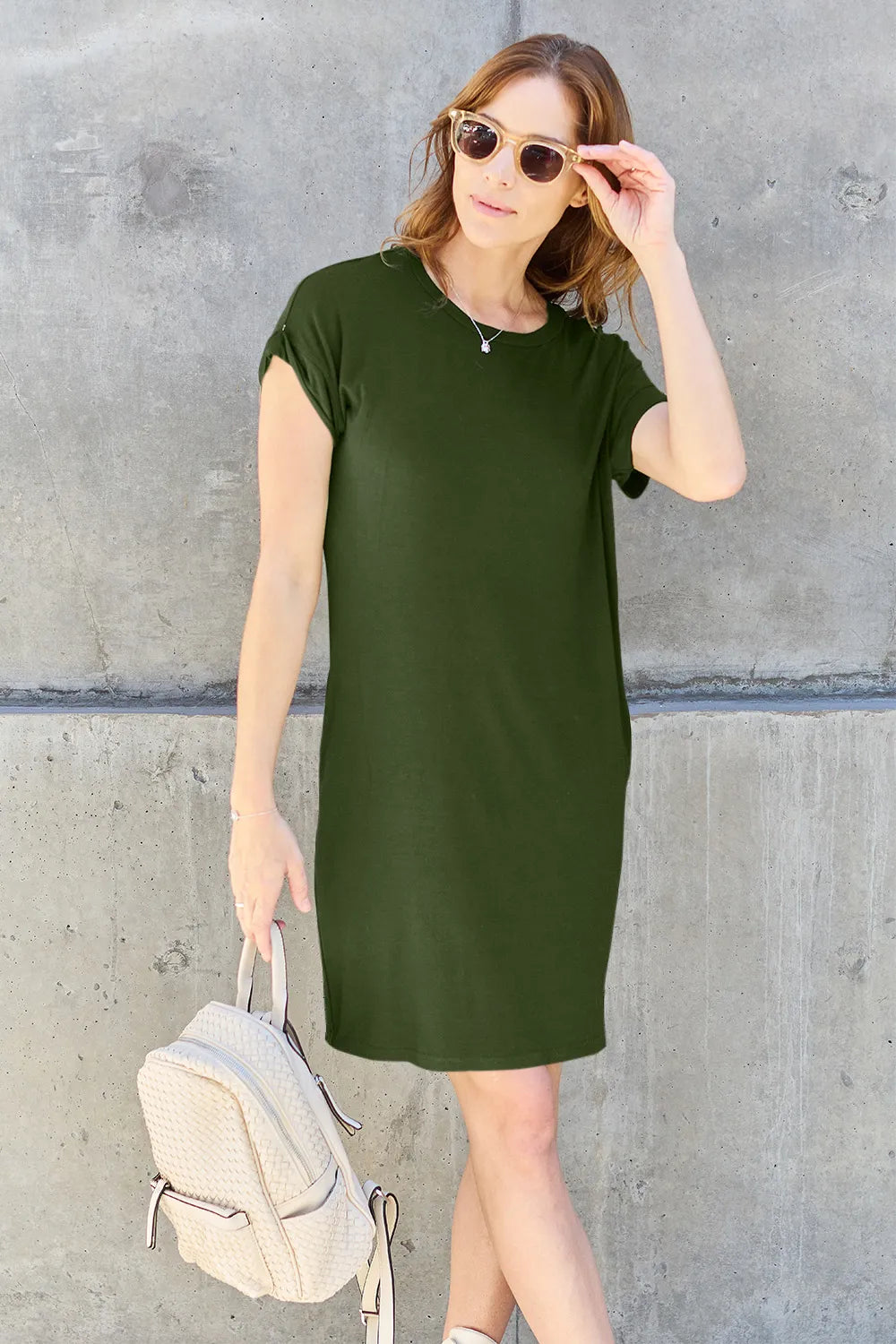 Round Neck Short Sleeve Dress – Comfy, Flattering & With Pockets