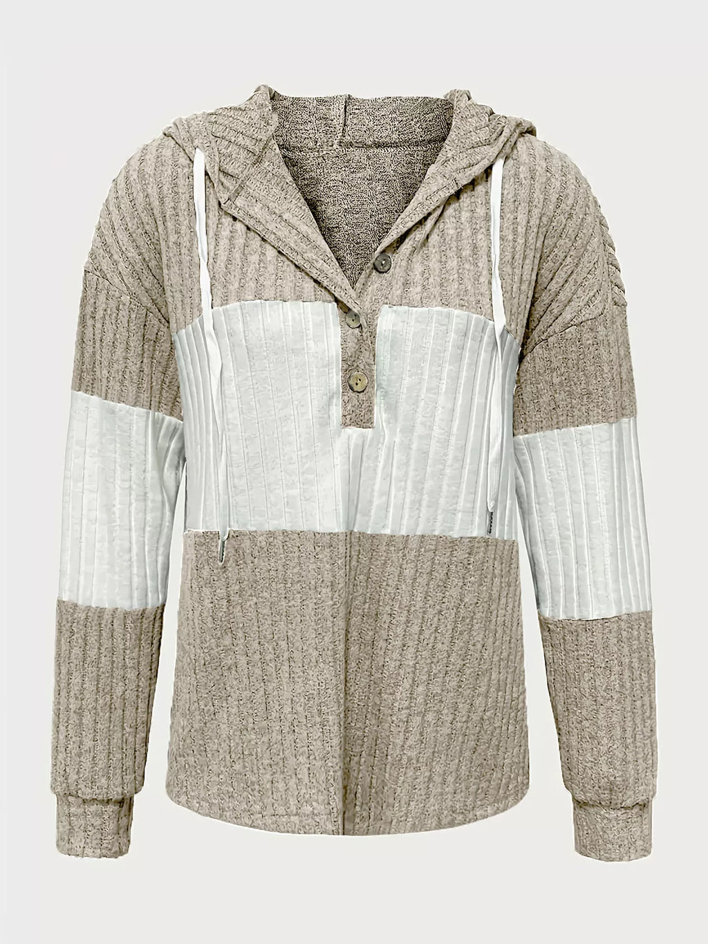 Color Block Drawstring Long Sleeve Hoodie – Casual Cozy Pullover