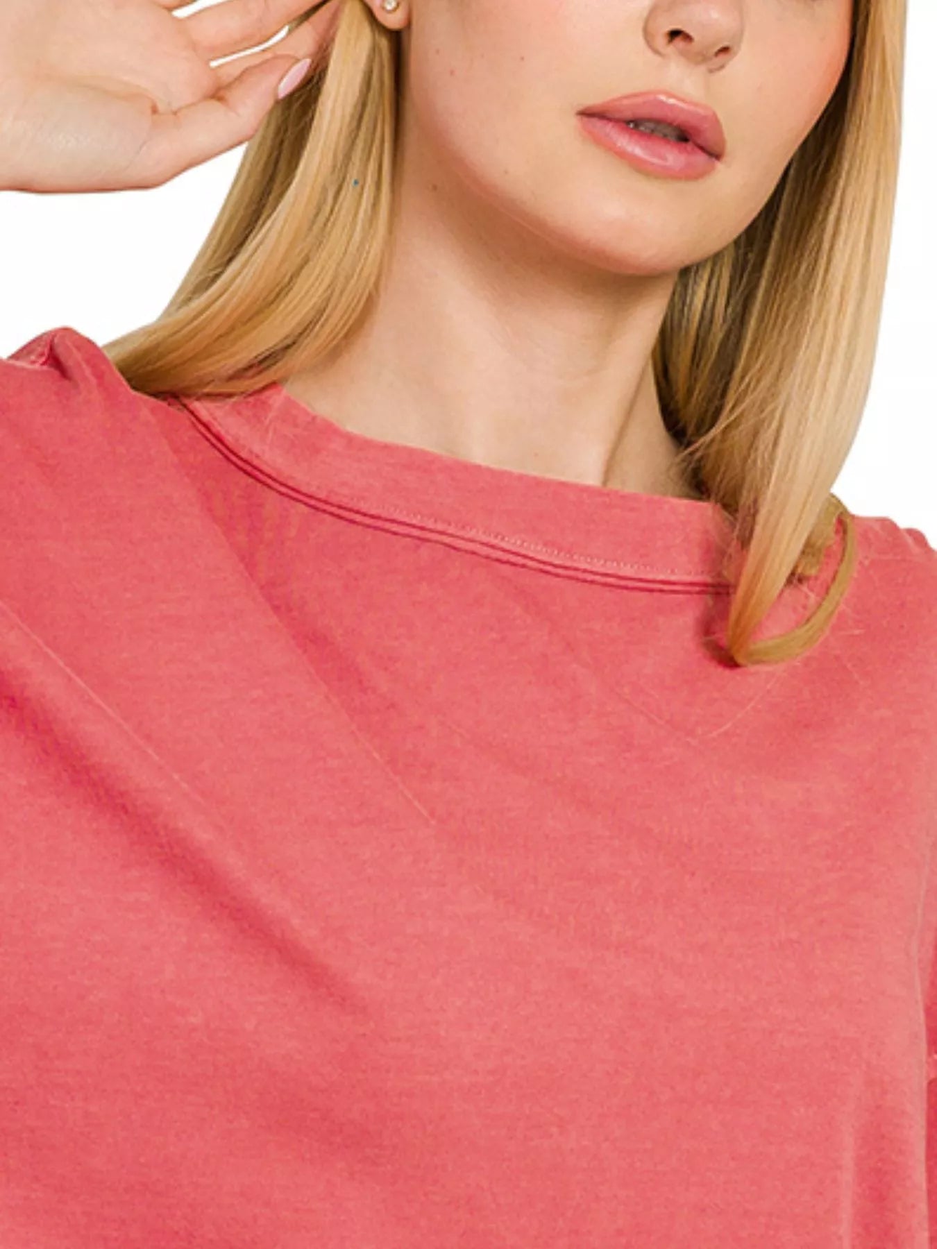 Zenana Oversized Pigment Dye Round-Neck T-Shirt – Soft Vintage Wash Style