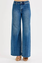 Dreamkue-Risen Women's High Waisted Wide Leg Jeans Stretch Denim Trousers