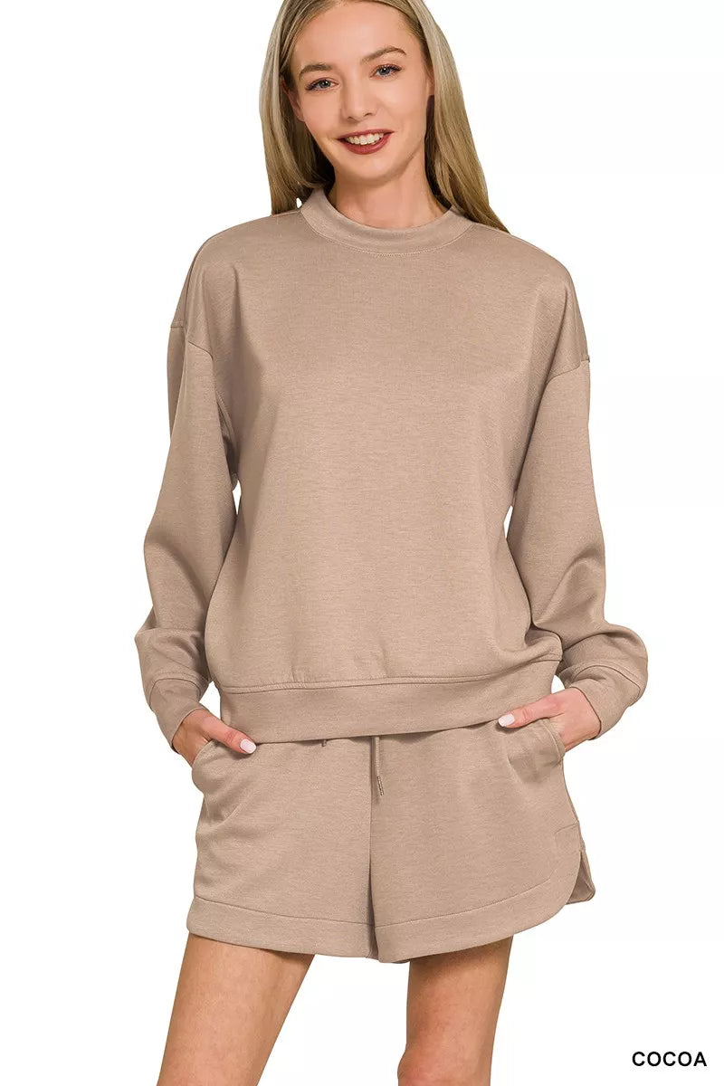 Zenana Scuba Sweatshirt & Shorts Set – Sleek, Comfy Modern Lounge Wear
