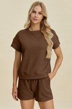 Textured Short Sleeve Top & Shorts Set – Comfy, Chic & Versatile