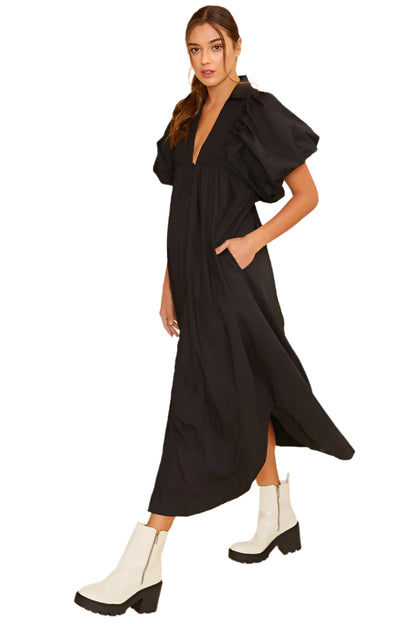 Annie Wear Smocked Puff Sleeve Midi Dress