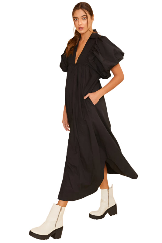Annie Wear Smocked Puff Sleeve Midi Dress