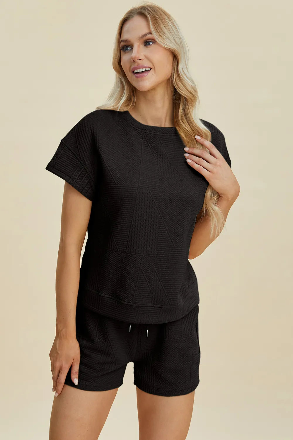 Textured Short Sleeve Top & Shorts Set – Comfy, Chic & Versatile