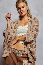 Chenille V-Neck Floral Cardigan