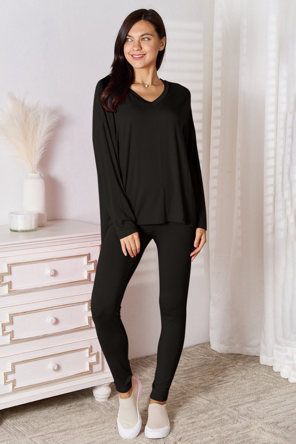 V-Neck Long Sleeve Lounge Set – Cozy, Stylish & Effortless