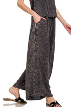 Ash Black Cami & Palazzo Pants Set – Charcoal Abstract Style