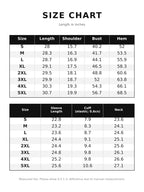 Size chart for blouse: length, shoulder, bust, sleeve, cuff elastic, and neck