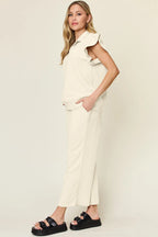 Ruffle Sleeve Top & Wide-Leg Pants Set – Chic, Comfy & Effortless