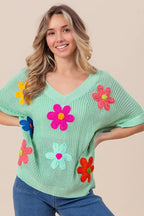 BiBi Flower Patch Dolman Sleeve Sweater – Lightweight Chic Style
