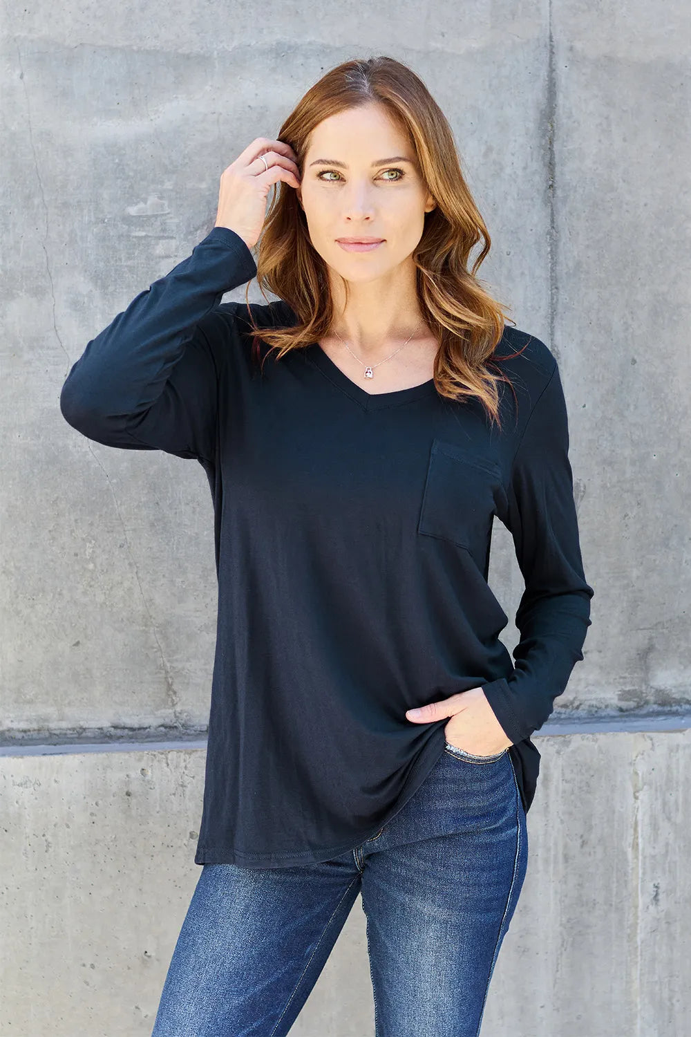 V-Neck Long Sleeve Top – Classic, Flattering & Versatile