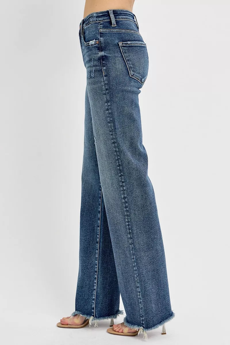 Tummy Control High Rise Long Straight Jeans – Slimming Classic Fit