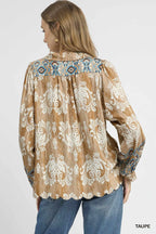 Floral Boho Blouse with Scalloped Hem – Relaxed Festival Chic Top
