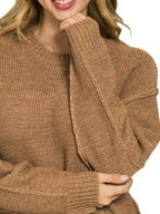 Exposed Seam Round Neck Sweater Trendy & Cozy Everyday Style