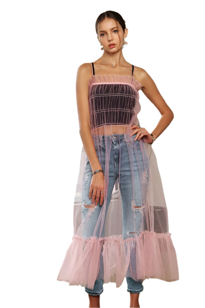 ADORA Ruffled Mesh Cover Up Dress