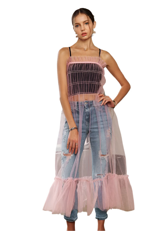 ADORA Ruffled Mesh Cover Up Dress