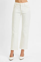 Tummy Control Mid Rise Ankle Straight Jeans | Sleek Everyday Fit