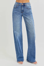 Dreamkue-Risen Women's High Rise Wide Leg Jeans with Tummy Control & Elastic Waistband
