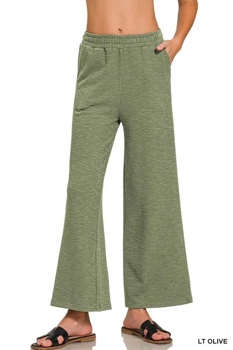 Zenana Cotton Slub Wide Leg Pants – Relaxed, Chic & Comfortable