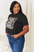 WIFE MOM BOSS Leopard Graphic T-Shirt Bold & Empowering Casual Tee