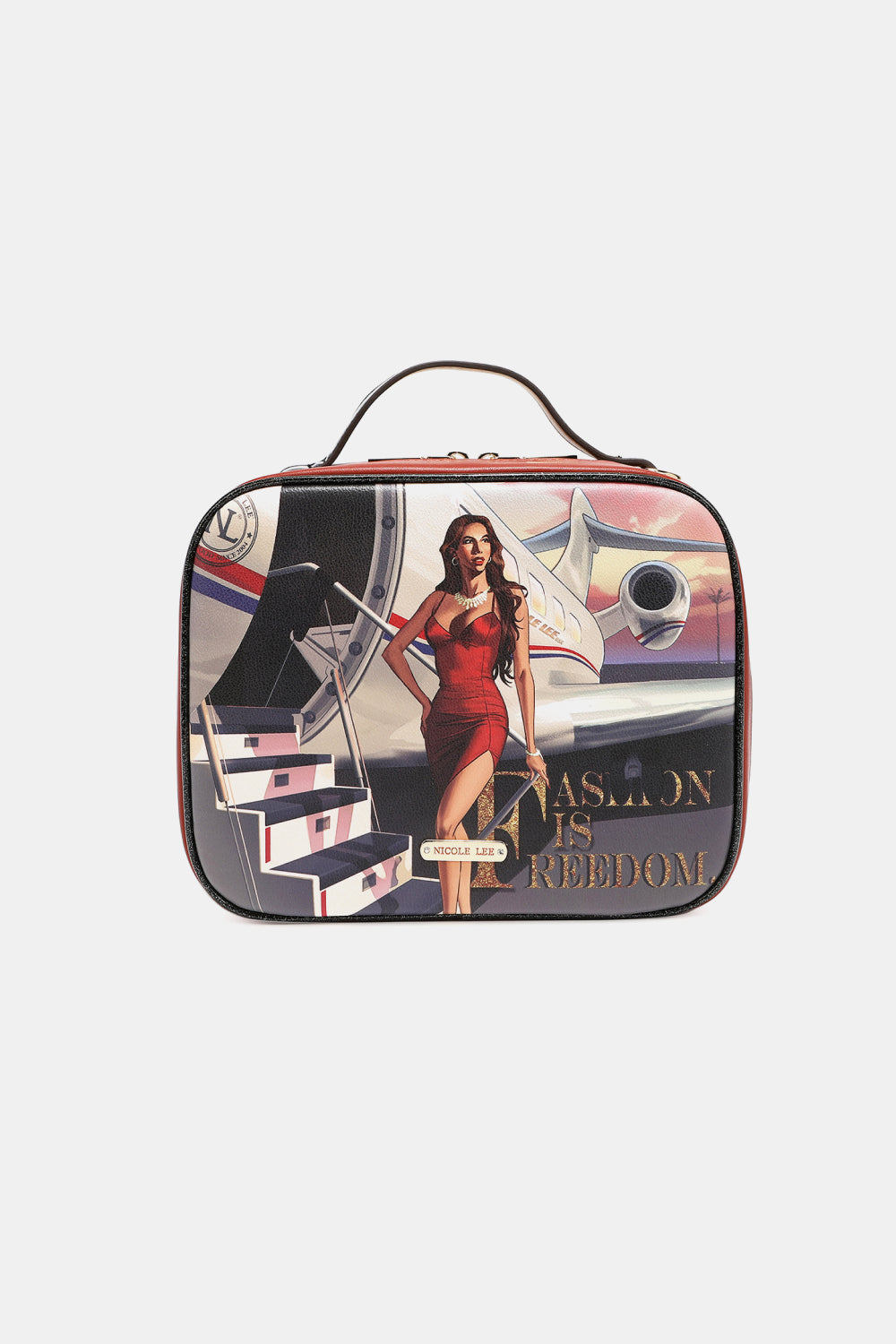 Nicole Lee Printed Handbag – Pebbled & Patent Leather with 3 Pouches