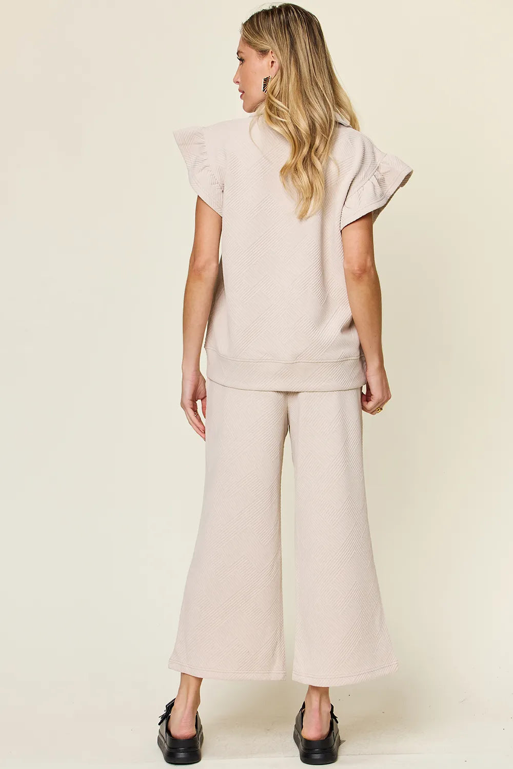 Ruffle Sleeve Top & Wide-Leg Pants Set – Chic, Comfy & Effortless