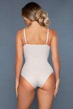 Nude shaper bodysuit with adjustable straps and smooth back, rear view