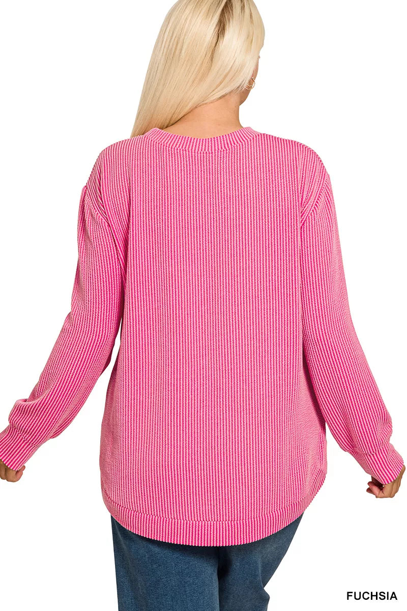 Zenana Raised Rib Round Neck Long Sleeve Top – Timeless Everyday Essential