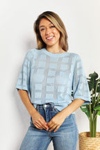 Solid Knit Half Sleeve Top – Classic Round Neck Everyday Top