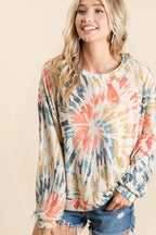 BiBi Tie Dye Print Terry Pullover – Comfy, Casual & Trendy Everyday Wear