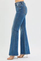 Tummy Control High Rise Flare Jeans | Flattering Retro Style